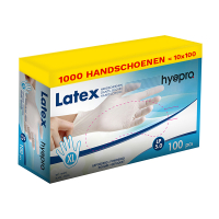 HY@PRO Aanbieding: Latex handschoenen maat XL Gepoederd (10 dispenserdozen à 100 stuks 5 gram, 24 cm)  SHY00195