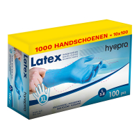 HY@PRO Aanbieding: Latex handschoenen maat XL Ongepoederd (10 dispenserdozen à 100 stuks 5,8 gram, 24 cm)  SHY00227
