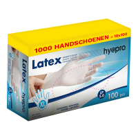 Aanbieding: Latex handschoenen maat XL Ongepoederd (10 dispenserdozen à 100 stuks 5 gram, 24 cm) SHY00211