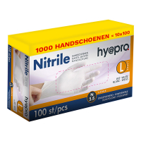 HY@PRO Aanbieding: Nitril handschoenen maat L Ongepoederd (10 dispenserdozen à 100 stuks - 3,5 gram, 24 cm)  SHY00061
