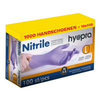 Aanbieding: Nitril handschoenen maat L Ongepoederd (10 dispenserdozen à 100 stuks, 3,5 gram, 24 cm) SHY00099