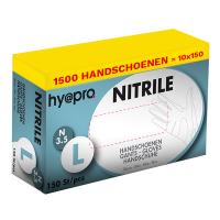 Aanbieding: Nitril handschoenen maat L Ongepoederd (10 dispenserdozen à 150 stuks - 3,5 gram, 24 cm) SHY00007
