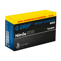 HY@PRO Aanbieding: Nitril handschoenen maat L Ongepoederd Q Grip Micro Diamond  (10 dispenserdozen à 50 stuks 24 cm)  SHY00169