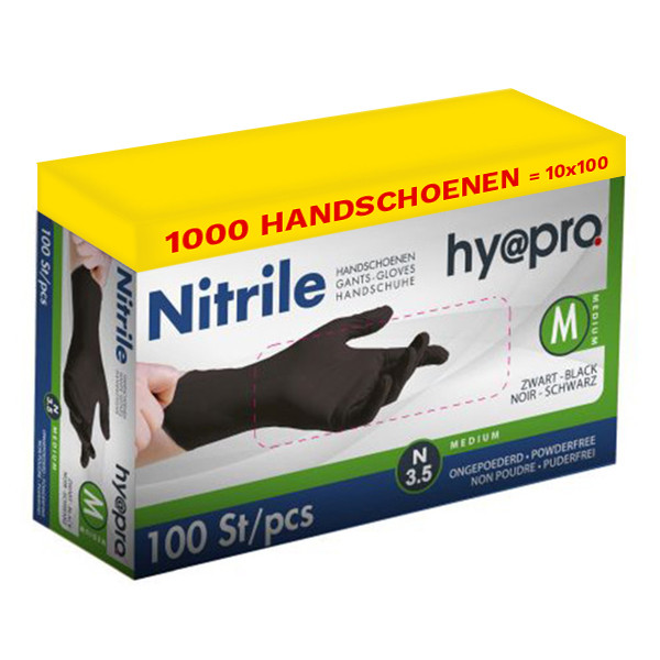Aanbieding: Nitril handschoenen maat M Ongepoederd (10 dispenserdozen à 100 stuks 3,5 gram, 24 cm) SHY00067 - 1