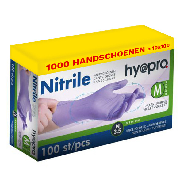 Aanbieding: Nitril handschoenen maat M Ongepoederd (10 dispenserdozen à 100 stuks, 3,5 gram, 24 cm) SHY00097 - 1