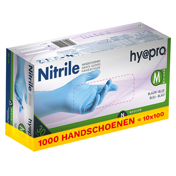 Aanbieding: Nitril handschoenen maat M Ongepoederd 6,2 gram (10 dispenserdozen à 100 stuks) SHY00123 - 1
