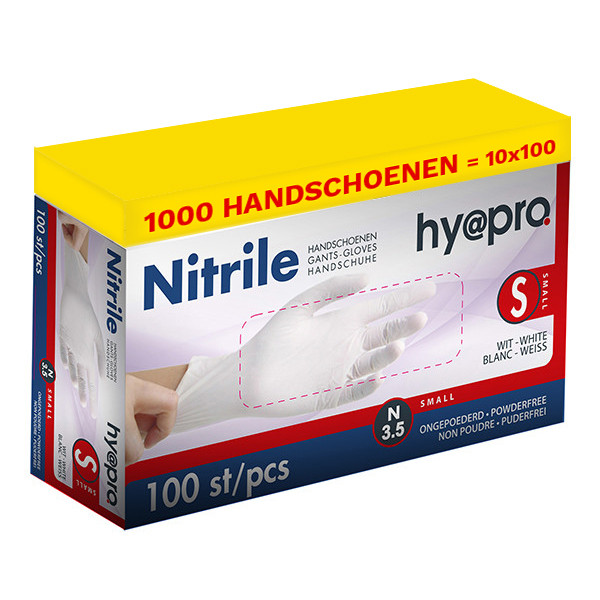 Aanbieding: Nitril handschoenen maat S Ongepoederd (10 dispenserdozen à 100 stuks - 3,5 gram, 24 cm) SHY00057 - 1