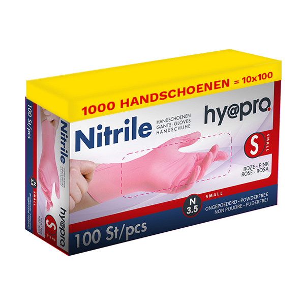 HY@PRO Aanbieding: Nitril handschoenen maat S Ongepoederd (10 dispenserdozen à 100 stuks 3,5 gram, 24 cm)  SHY00087 - 1