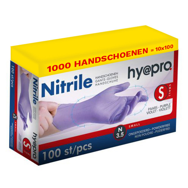Aanbieding: Nitril handschoenen maat S Ongepoederd (10 dispenserdozen à 100 stuks, 3,5 gram, 24 cm) SHY00095 - 1