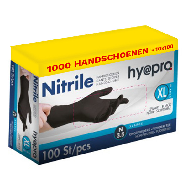 Aanbieding: Nitril handschoenen maat XL Ongepoederd (10 dispenserdozen à 100 stuks 3,5 gram, 24 cm) SHY00071 - 1