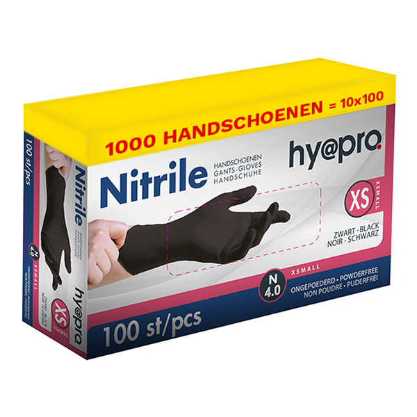 HY@PRO Aanbieding: Nitril handschoenen maat XS Ongepoederd (10 dispenserdozen à 100 stuks 4 gram, 24 cm)  SHY00073 - 1