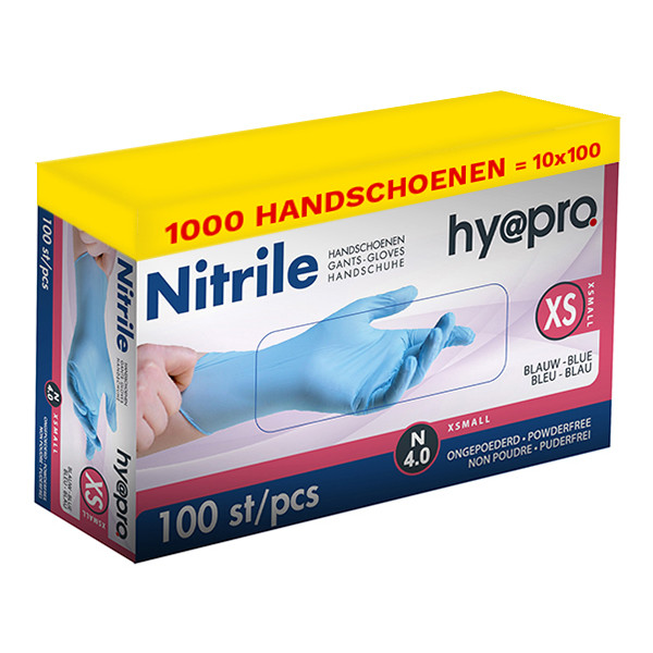 HY@PRO Aanbieding: Nitril handschoenen maat XS Ongepoederd (10 verpakkingen à 100 stuks - 4 gram, 24 cm)  SHY00047 - 1
