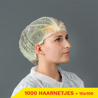 Aanbieding: Non-Woven Haarnetjes Met Clip En 2 Elastieken (10 zakjes à 100 stuks – 53,5 cm) SHY00387