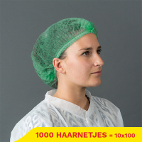 Aanbieding: Non-Woven Haarnetjes Met Clip En 2 Elastieken (10 zakjes à 100 stuks – 53,5 cm) SHY00393