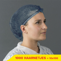 Aanbieding: Non-Woven Haarnetjes Met Clip En 2 Elastieken (10 zakjes à 100 stuks – 53,5 cm) SHY00405