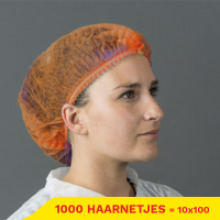 Aanbieding: Non-Woven Haarnetjes Met Clip En 2 Elastieken (10 zakjes à 100 stuks – 53,5 cm) SHY00407