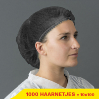 Aanbieding: Non-Woven Haarnetjes Met Clip En 2 Elastieken (10 zakjes à 100 stuks – 53,5 cm) SHY00413