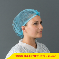 Aanbieding: Non-Woven Haarnetjes Met Clip En 2 Elastieken (10 zakjes à 100 stuks – 58 cm) SHY00385