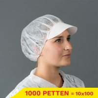 Aanbieding: Non-Woven Haarnetjes Met Klep (10 zakjes à 100 stuks – 51 cm) SHY00423