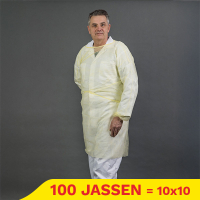 Aanbieding: Non-woven isolatiejas (10 verpakkingen à 10 stuks – 114 x 140 cm – geel) SHY00656