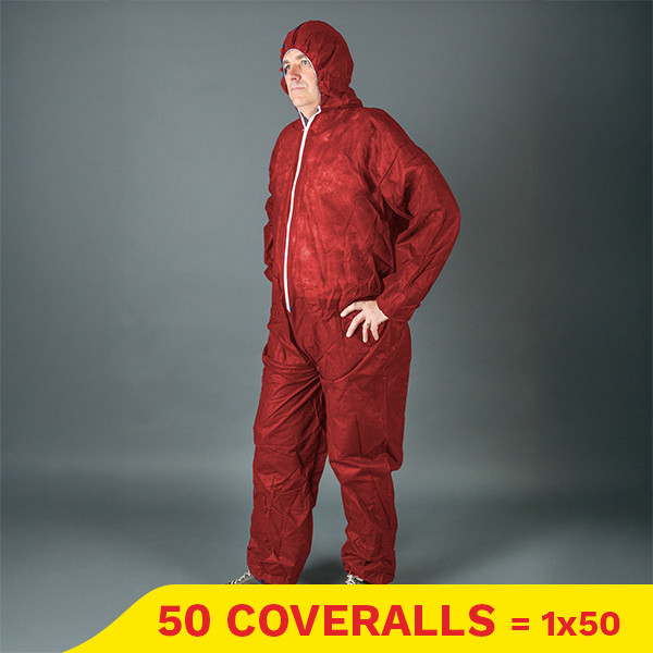 Aanbieding: Non Woven coverall anti-statisch met capuchon en rits maat L (50 stuks) SHY00798 - 1