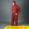 Aanbieding: Non Woven coverall anti-statisch met capuchon en rits maat XXXL rood (50 stuks) SHY00804 - 1