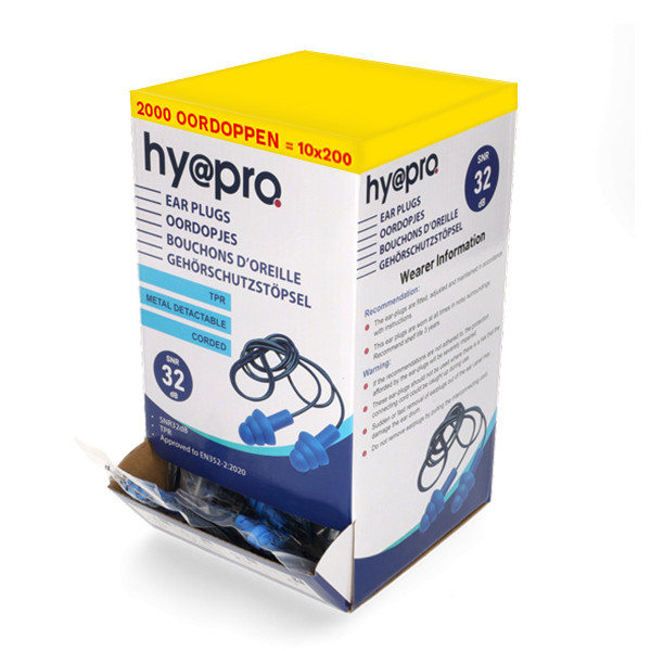 HY@PRO Aanbieding: Oordopjes foam metaal-detecteerbaar met koord (10 verpakkingen à 200 paar - kerstboomvorm)  SHY00512 - 1