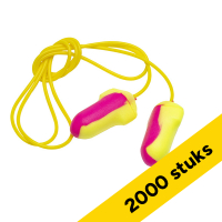Aanbieding: Oordopjes foam roze/geel met koord (10 verpakkingen à 200 paar – 35 dB) SHY00506