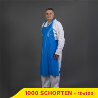 Aanbieding: PE-schort effen (10 zakken à 100 stuks - 76 x 122 cm - 25µ)