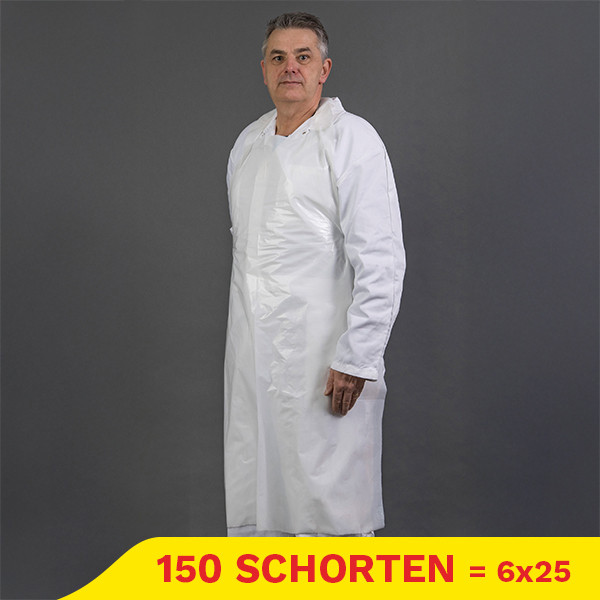 Aanbieding: PE-schort effen (6 zakken à 25 stuks - 72 x 145 cm - 100µ) SHY00618 - 1