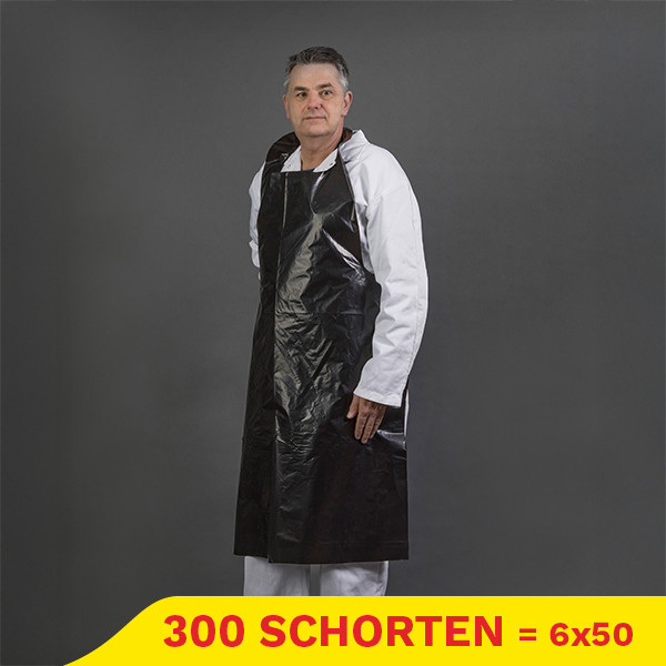 Aanbieding: PE-schort effen (6 zakken à 50 stuks – 76 x 122 cm – 70µ) SHY00630 - 1