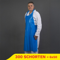 Aanbieding: PE-schort gewafeld (6 blokken à 50 stuks - 76 x 145 + 3 cm - 50µ) SHY00588