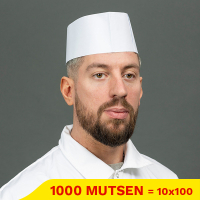 Aanbieding: Papieren Muts Met Non Woven top En Zweetband 80 g/m² (10 dispenserdoosjes à 100 stuks) SHY00335