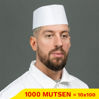 Aanbieding: Papieren Muts Met Papieren Top T80 g/m²  (10 dispenserdoosjes à 100 stuks) SHY00329