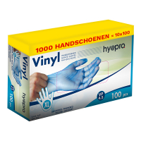 HY@PRO Aanbieding: Vinyl handschoenen maat XL Gepoederd (10 dispenserdozen à 100 stuks 4,5 gram, 24 cm)  SHY00243