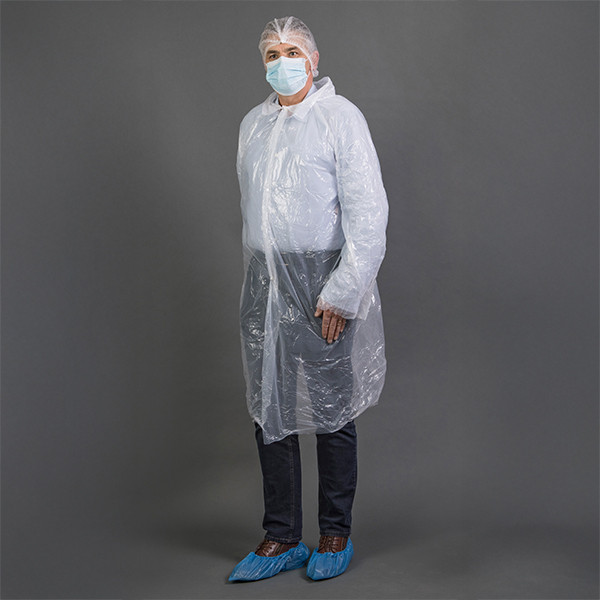 HY@PRO Bezoekerskit PPE-jas, haarnet, CPE-overschoenen (2 stuks) en Non Woven mondmasker (1 set)  SHY00833 - 1