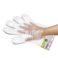 HY@PRO HDPE Handschoenen Transparant Afscheurbaar (Blok kartonnen header  - 1,10 gram, 26 cm, 100 stuks)  SHY00280
