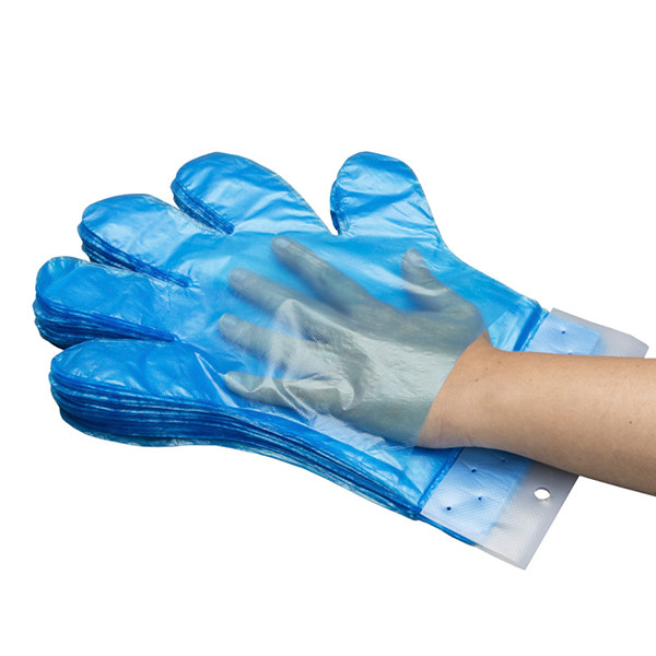 HY@PRO HDPE Handschoenen Transparant Blauw L Afscheurbaar (Blok kunststof header  - 1,10 gram, 26 cm, 100 stuks)  SHY00282 - 1