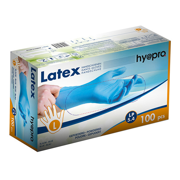HY@PRO Latex handschoenen maat L Gepoederd (5,4 gram, 24 cm, 100 stuks)  SHY00200 - 1
