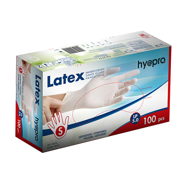 HY@PRO Latex handschoenen maat S Gepoederd (5 gram, 24 cm, 100 stuks)  SHY00188 - 1