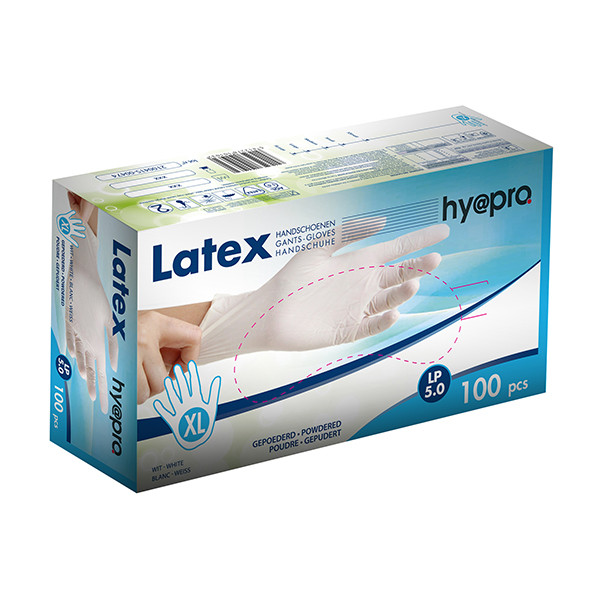 HY@PRO Latex handschoenen maat XL Gepoederd (5 gram, 24 cm, 100 stuks)  SHY00194 - 1