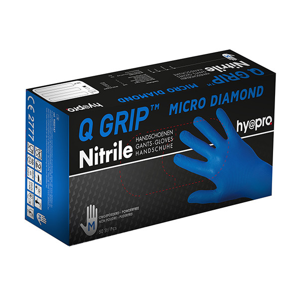 HY@PRO Nitril handschoenen maat M Ongepoederd Q Grip Micro Diamond (29 cm, 50 stuks)  SHY00178 - 1