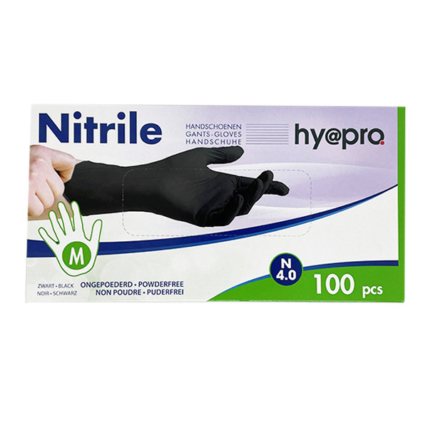 Nitril handschoenen maat M poedervrij (zwart, 4gr, 100 stuks) SDR00443 - 1