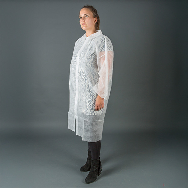 HY@PRO Non-woven jas met drukknopen (1 stuk – maat S – 20 g/m² – wit)  SHY00681 - 1
