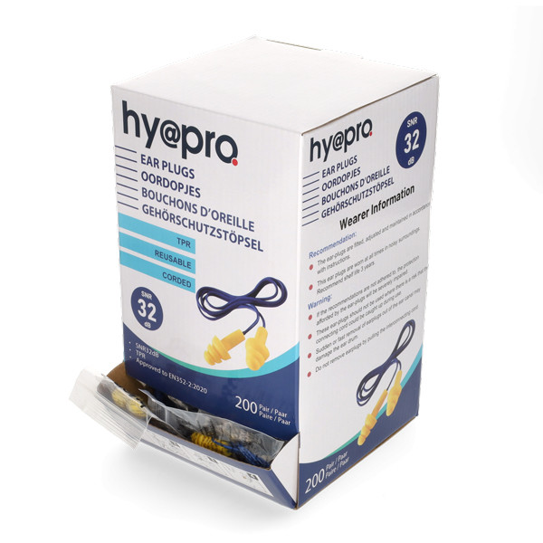 Oordopjes Foam TPR Volledig Metaal-Detecteerbaar Met Koord (200 paar - 32 dB - Geel) SHY00515 - 1