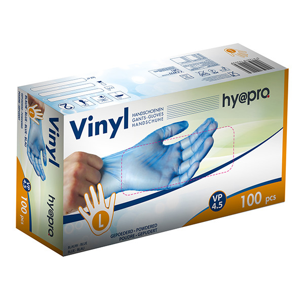 HY@PRO Vinyl handschoenen maat L Gepoederd (4,5 gram, 24 cm, 100 stuks)  SHY00240 - 1