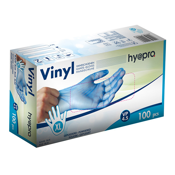 HY@PRO Vinyl handschoenen maat XL Gepoederd (4,5 gram, 24 cm, 100 stuks)  SHY00242 - 1