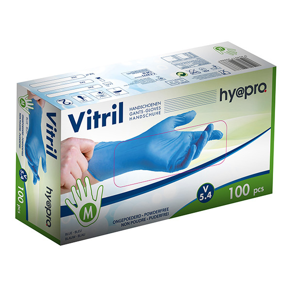 HY@PRO Vitril handschoenen maat M Ongepoederd (5,4 gram, 24 cm, 100 stuks)  SHY00262 - 1