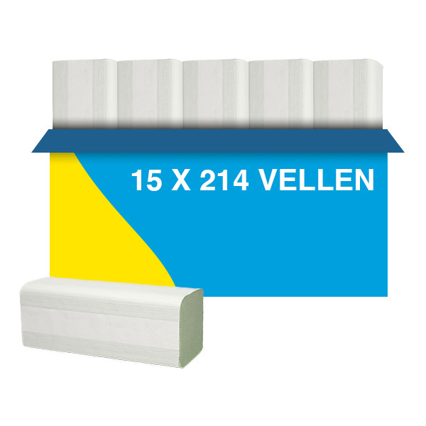 Handdoeken Z gevouwen 2-laags | 15 x 214 doeken | Groen | 123schoon huismerk | Geschikt voor Tork H3 dispenser SDR02115 - 1