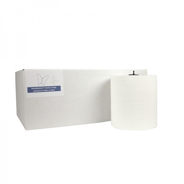 Handdoekrol 2-laags | 6 x 150m | 123schoon huismerk | Geschikt voor Tork H1 dispenser  SDR02020 - 1